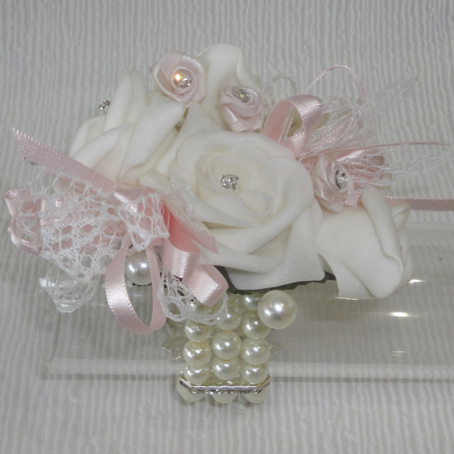 Pale Ivory & Light Blush Pink Wrist Corsage